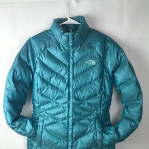 The North face womens teal 550 DOWN puffer coat jacket Sz small/P